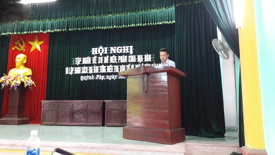 Hội nghị Tập huấn vẽ sơ đồ nền xã, thị trấn phân chia địa bàn điều tra và lập danh sách địa bàn điều tra, Tổng điều tra Dân số và nhà ở năm 2019 tại huyện Quỳnh Phụ